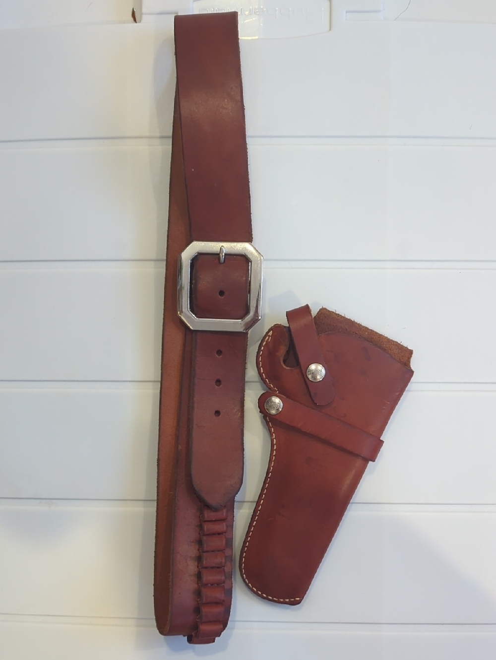 Vintage Hunter Leather Pistol Holster And Ammo Belt